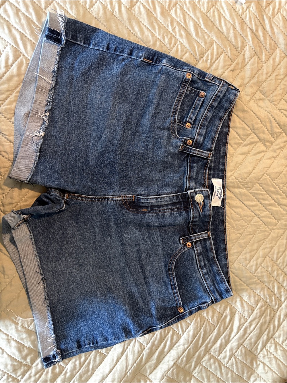 Levi's Medium Blue Rolled Hem Denim Shorts